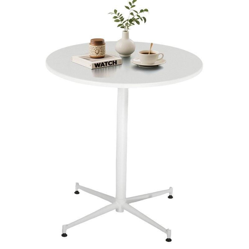 Beyaz Metal Yuvarlak Çapraz Ayaklı Bistro Masa - 70x75 cm - 338444