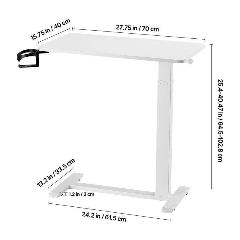 Beyaz Sunta Yüksekliği Ayarlanabilir Gizli Tekerlekli Eğimli Laptop Sehpası - 71x41 cm - 335748