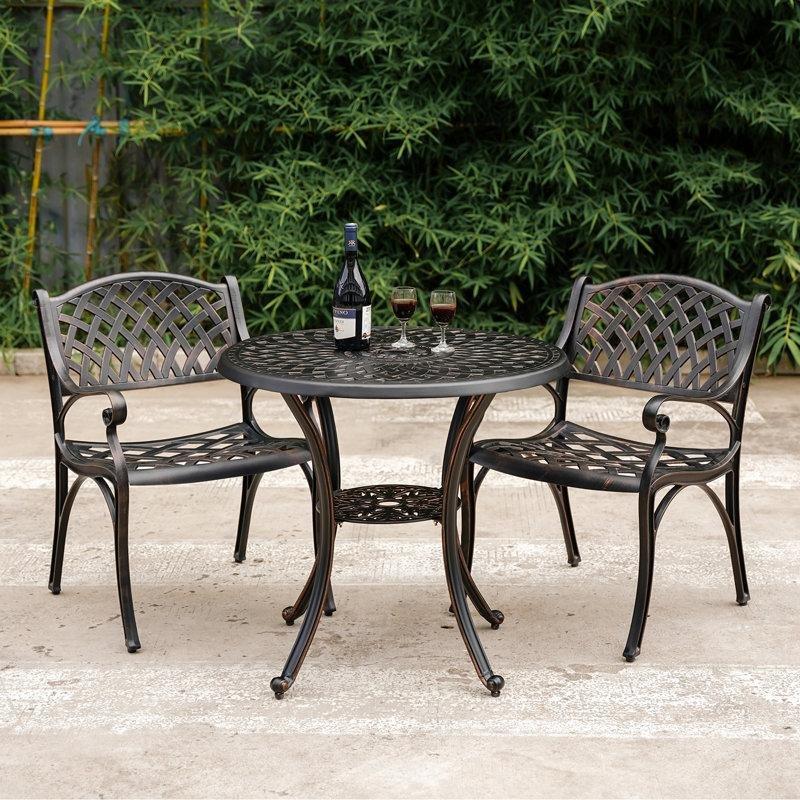 Bronz Döküm Alüminyum 3 Parça Şemsiye Delikli Bistro Takımı - Ø81 cm - 338491