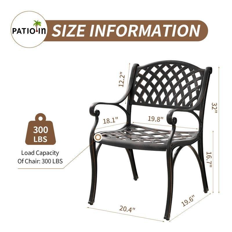 Bronz Döküm Alüminyum 3 Parça Şemsiye Delikli Bistro Takımı - Ø81 cm - 338491