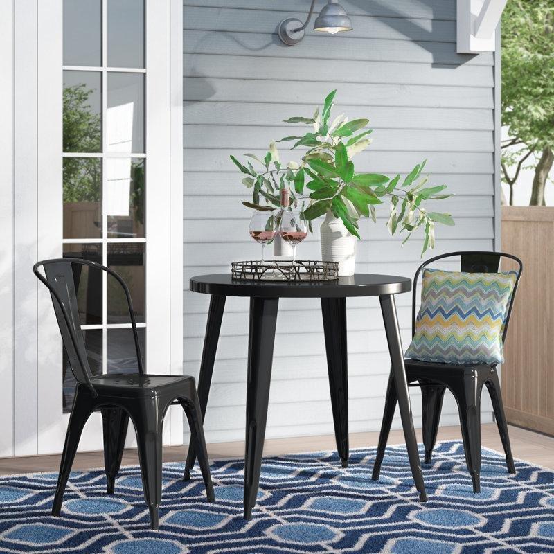 Çelik İstiflenebilir Yuvarlak Bistro Masa Takımı - 77 cm - 338688