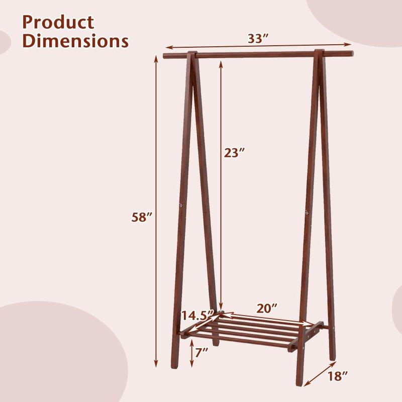 Ceviz Masif Ahşap Katlanabilir Ayaklı Askılık - 84x46x148 cm - 336962