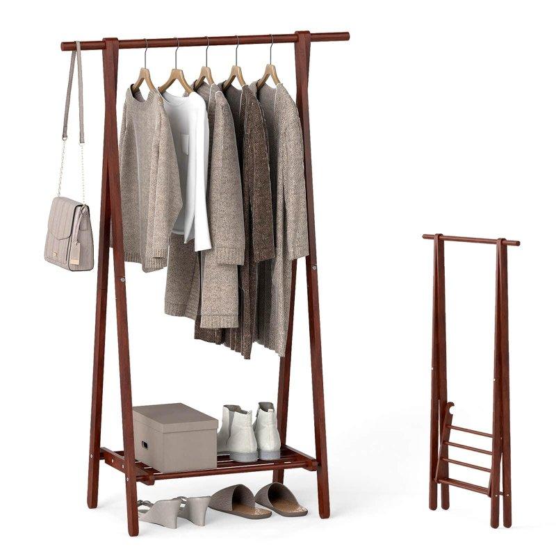 Ceviz Masif Ahşap Katlanabilir Ayaklı Askılık - 84x46x148 cm - 336962 Ceviz Masif Ahşap Katlanabilir Ayaklı Askılık - 84x46x148 cm - 336962
