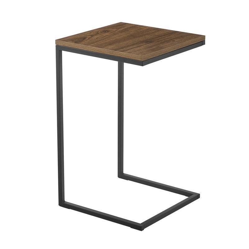 Ceviz Siyah Metal C Şeklinde Laptop Sehpası - 40x40x67 cm - 335737