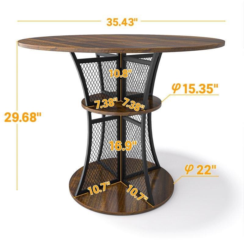 Depolama Alanlı Kum Saati Metal Ayaklı Kahverengi Sunta Yuvarlak Bistro Masa - 76 cm - 337933