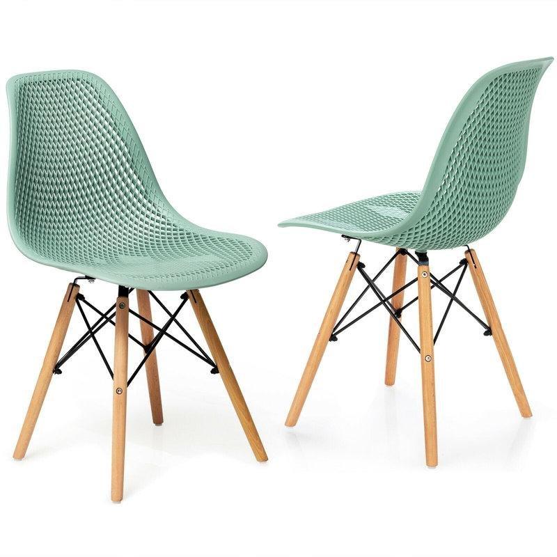 Doğal Ahşap Ayaklı Ergonomik 2li Plastik Sandalye - 336064