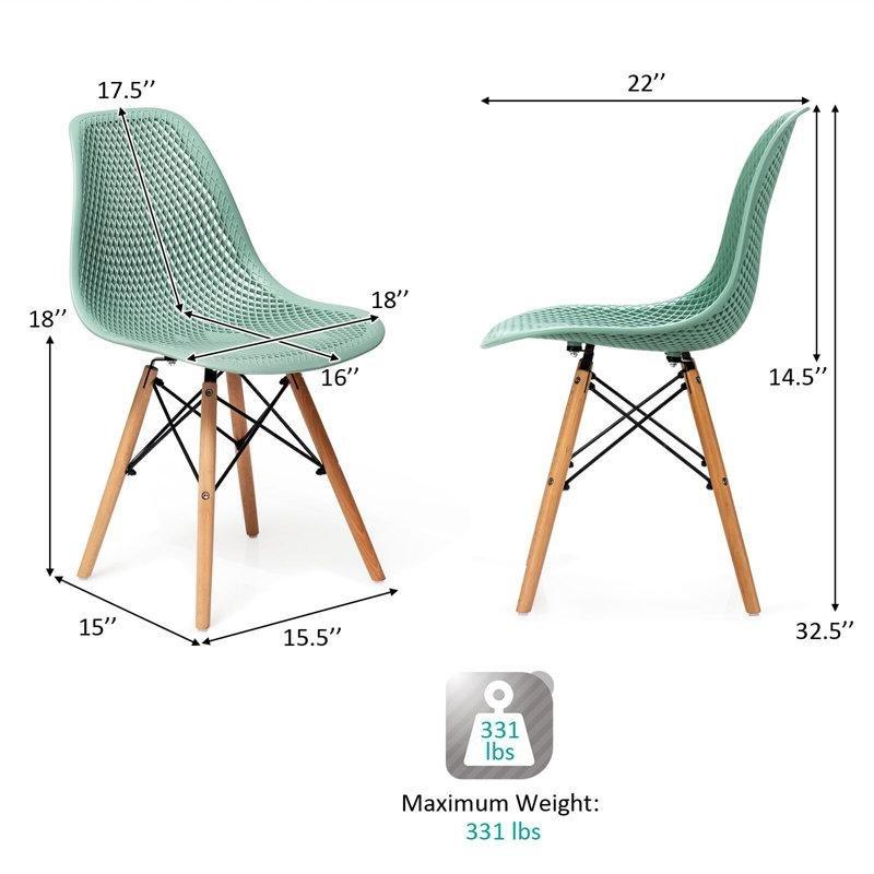 Doğal Ahşap Ayaklı Ergonomik 2li Plastik Sandalye - 336064