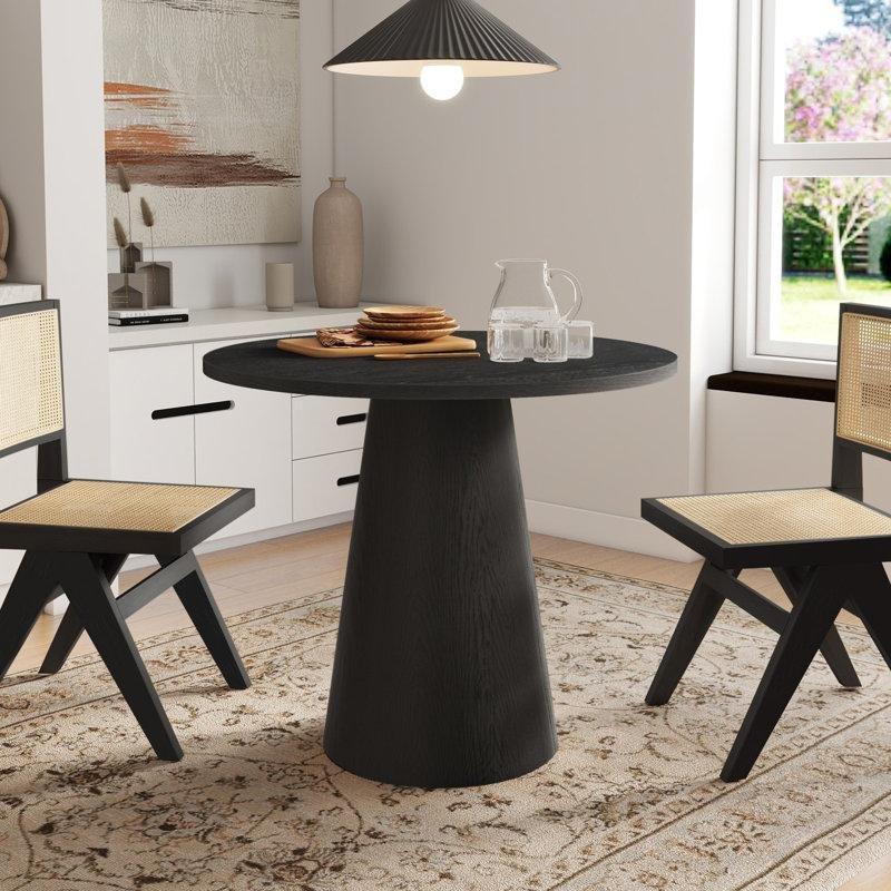 Doğal Ahşap MDF ve Dişbudak Yuvarlak Tek Ayaklı Bistro Masa - 90 cm - 337966