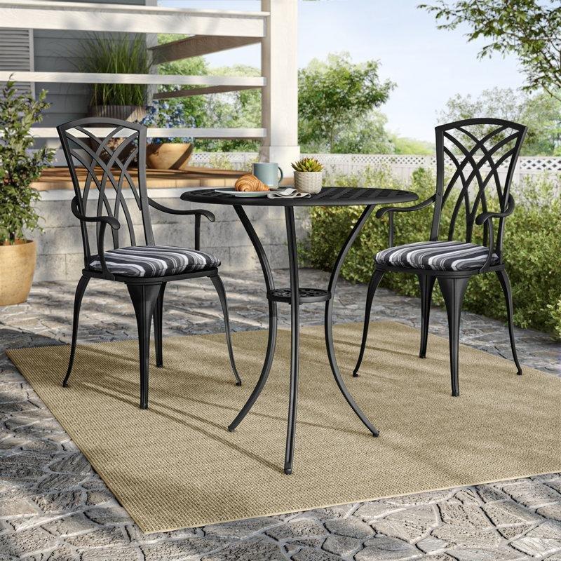 Döküm Alüminyum Minderli ve Şemsiye Delikli Bistro Masa Takımı - 61 cm - 338905