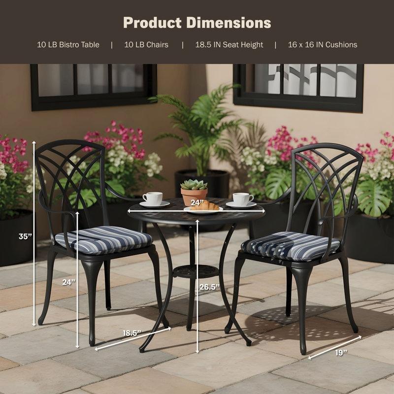 Döküm Alüminyum Minderli ve Şemsiye Delikli Bistro Masa Takımı - 61 cm - 338905