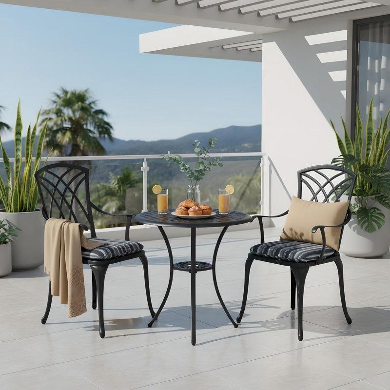 Döküm Alüminyum Minderli ve Şemsiye Delikli Bistro Masa Takımı - 61 cm - 338905