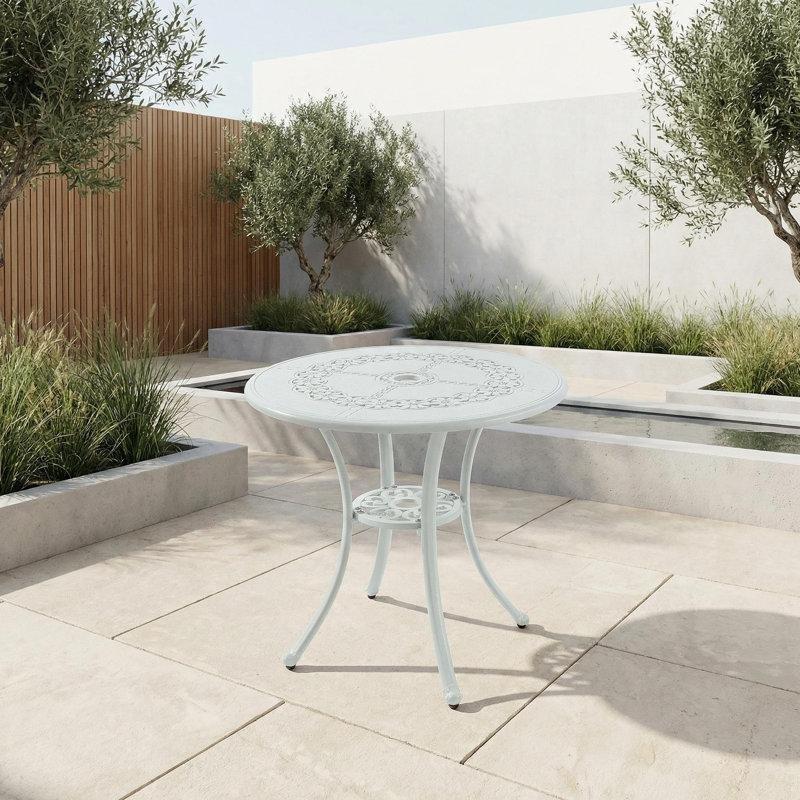 Döküm Alüminyum Şemsiye Delikli Yuvarlak Bistro Masa - 67x67 cm - 338769