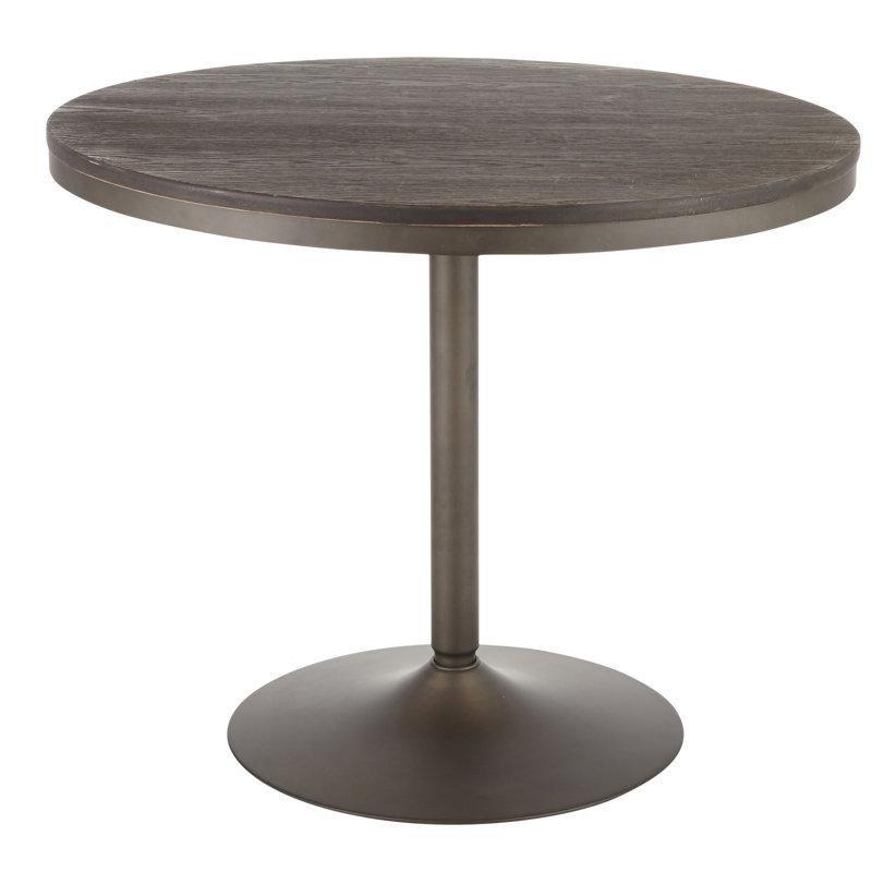 Eskitme Ahşap Metal Kaide Ayaklı Yuvarlak Bistro Masa - 92 cm - 338188