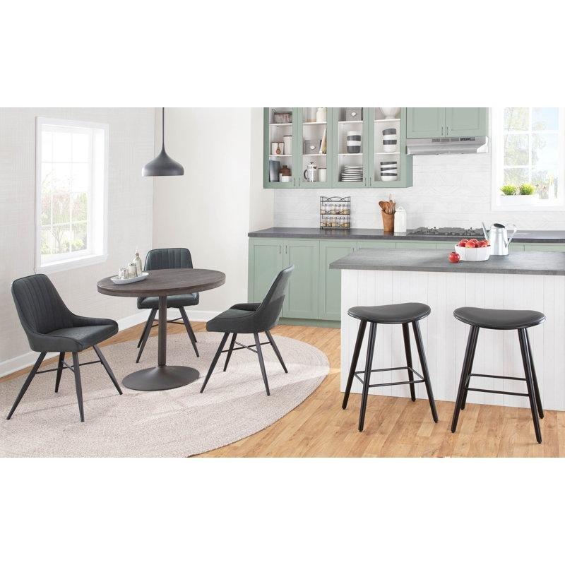 Eskitme Ahşap Metal Kaide Ayaklı Yuvarlak Bistro Masa - 92 cm - 338188
