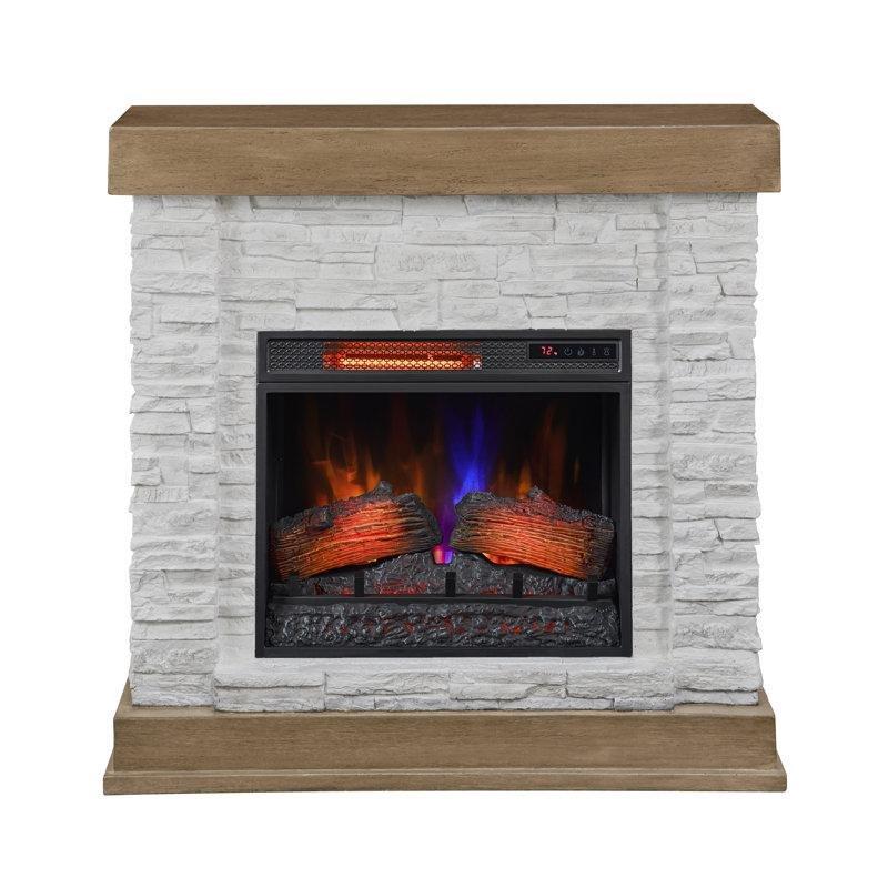 Eskitme Beyaz MGO Uzaktan Kumandalı 3D Alev Efektli Ayaklı Elektrikli Şömine - 102x100 cm - 339900