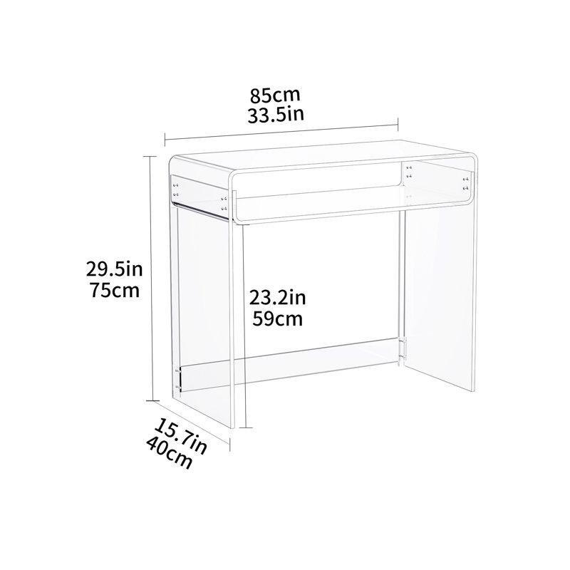 Füme Akrilik Raflı Dikdörtgen Laptop Sehpası - 86x40 cm - 335855