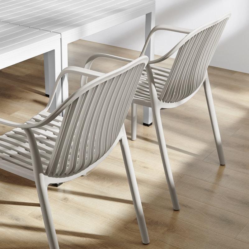 Gri İstiflenebilir Kolçaklı 4lü Plastik Sandalye - 336242