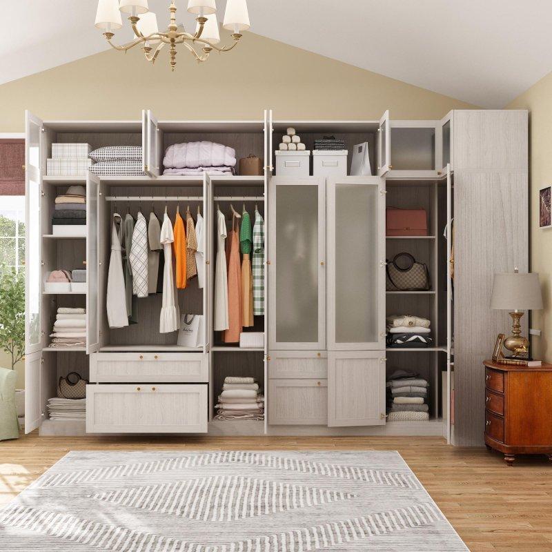 Gri MDF Buzlu Camlı Köşe Gardırop - 81x40x51 cm - 337714