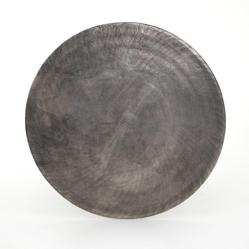 Ham Antik Nikel Metal Eskitme Tasarımlı Yuvarlak Bistro Masa - 107x107 cm - 338594