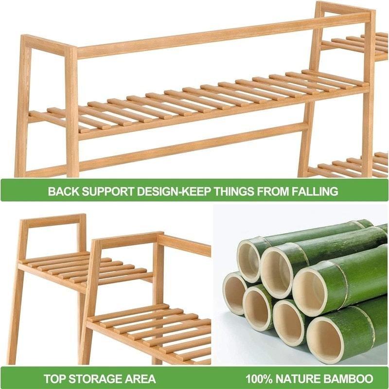Kahverengi Bambu 5 Raflı Çok Amaçlı Ayaklı Askılık - 110x41x141 cm - 337347
