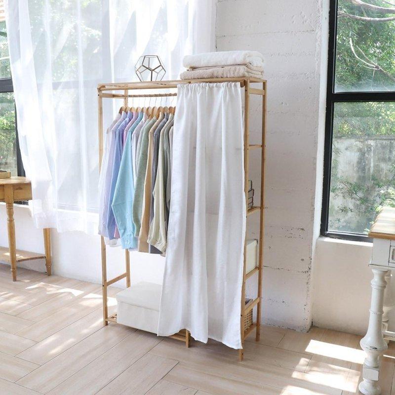 Kahverengi Bambu 6 Raflı ve Perdeli Ayaklı Askılık - 91x30x147 cm - 337285