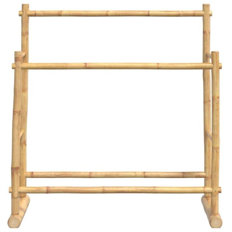 Kahverengi Bambu İki Askı Borulu Ayaklı Askılık - 101x30x101 cm - 336901