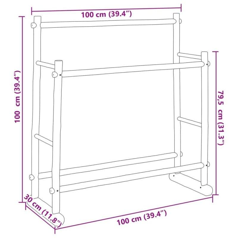 Kahverengi Bambu İki Askı Borulu Ayaklı Askılık - 101x30x101 cm - 336901