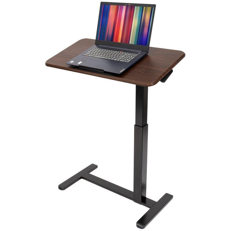 Kahverengi Endüstriyel Ahşap Yüksekliği Ayarlanabilir Eğilebilir Tekerlekli Laptop Sehpası - 336117