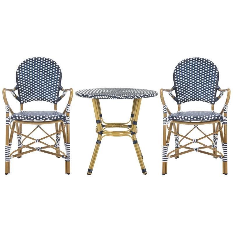 Kahverengi Hasır İstiflenebilir Yuvarlak Bistro Masa Takımı - 81 cm - 338927