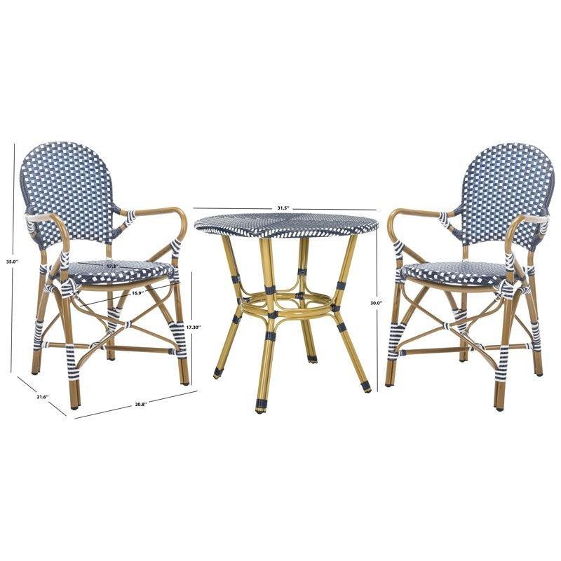 Kahverengi Hasır İstiflenebilir Yuvarlak Bistro Masa Takımı - 81 cm - 338927