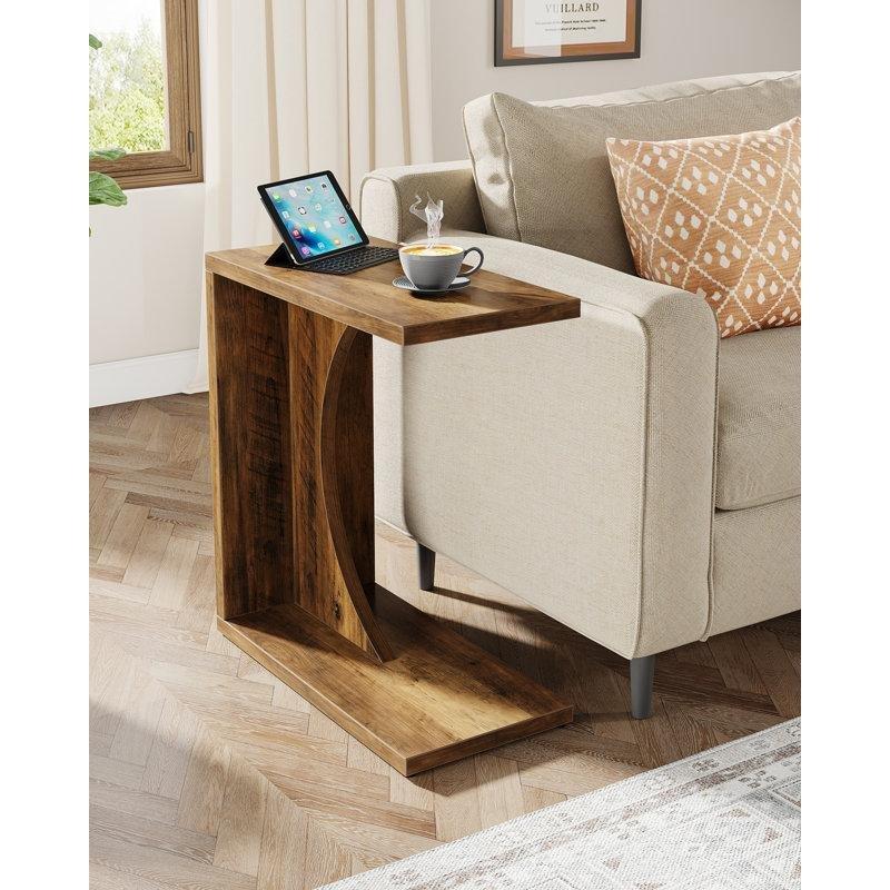 Kahverengi MDF C Şekilli Ayarlanabilir Ayaklı Laptop Sehpası - 60x30 cm - 335642