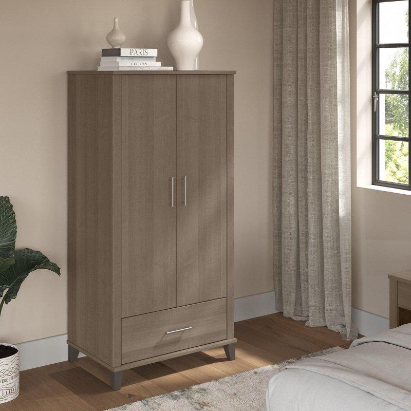 Kahverengi MDF Çekmeceli Çift Kapılı Gardırop - 82x54x166 cm - 337685 Kahverengi MDF Çekmeceli Çift Kapılı Gardırop - 82x54x166 cm - 337685