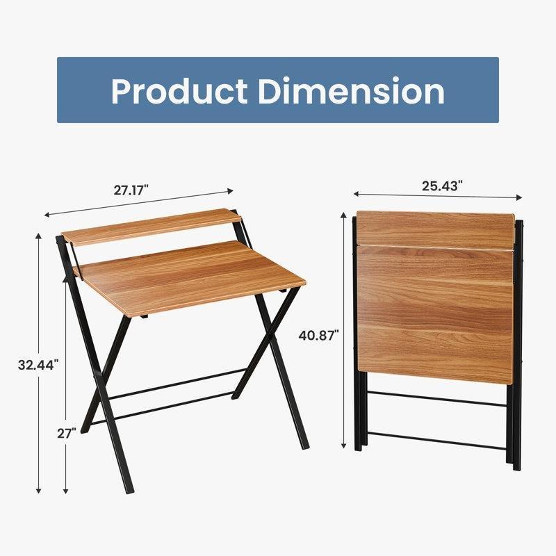 Kahverengi MDF Metal Katlanabilir Çok Kademeli Raflı Laptop Sehpası - 70x63 cm - 335698