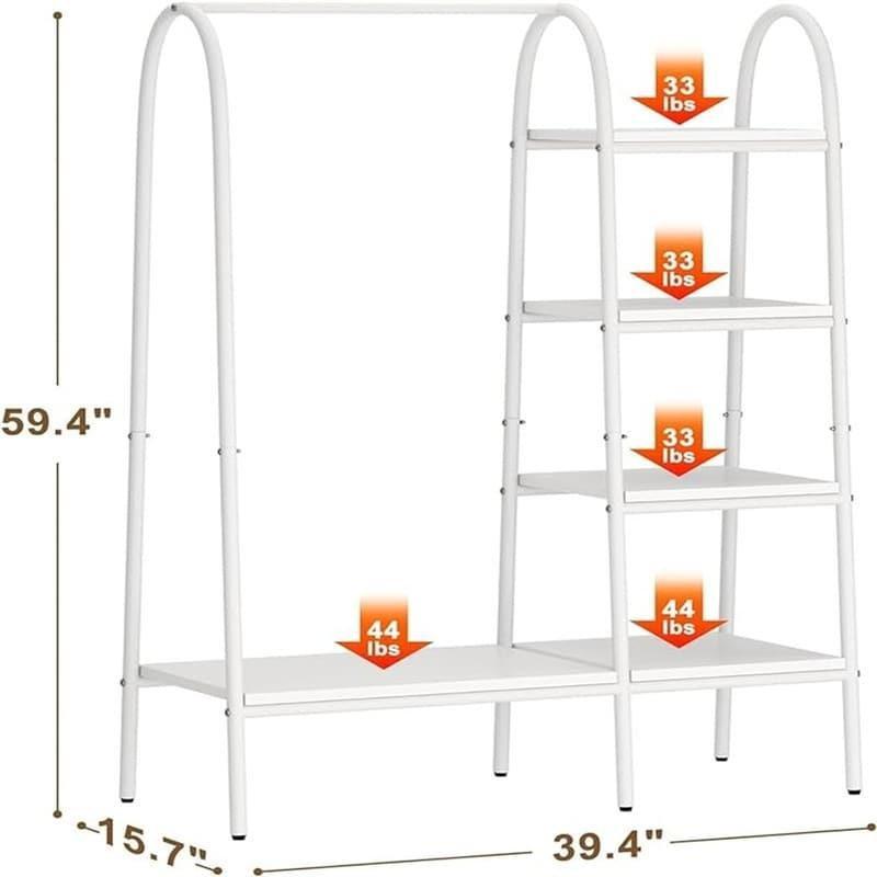 Kahverengi MDF ve Metal Raflı Ayaklı Askılık - 100x40x150 cm - 337467