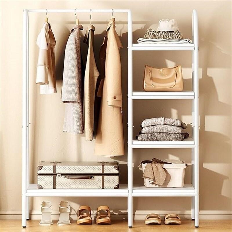 Kahverengi MDF ve Metal Raflı Ayaklı Askılık - 100x40x150 cm - 337467