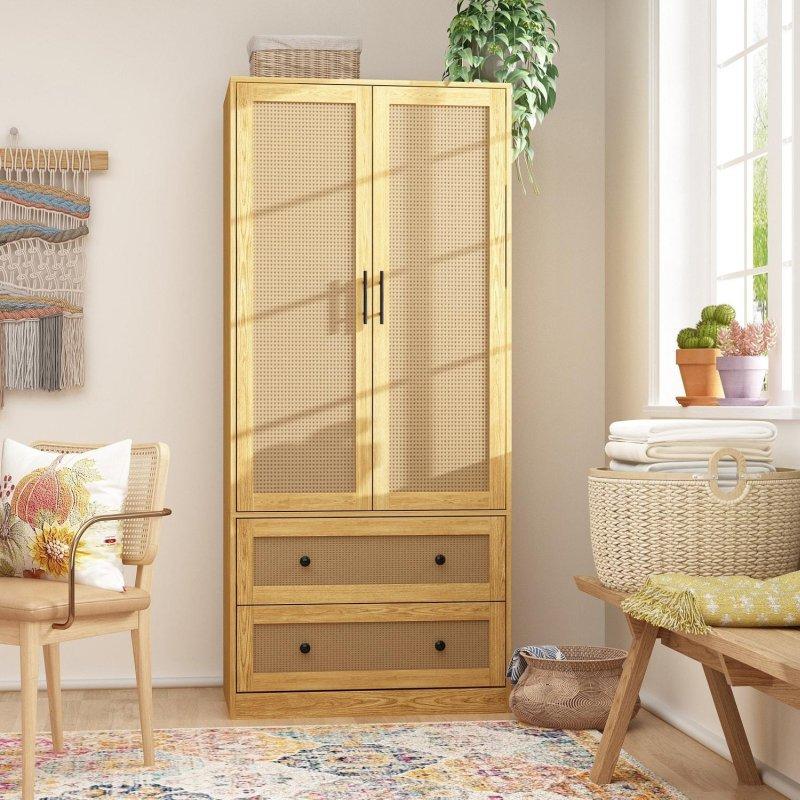 Kahverengi Meşe Çekmeceli Çift Kapılı Gardırop - 80x50x181 cm - 337369 Kahverengi Meşe Çekmeceli Çift Kapılı Gardırop - 80x50x181 cm - 337369