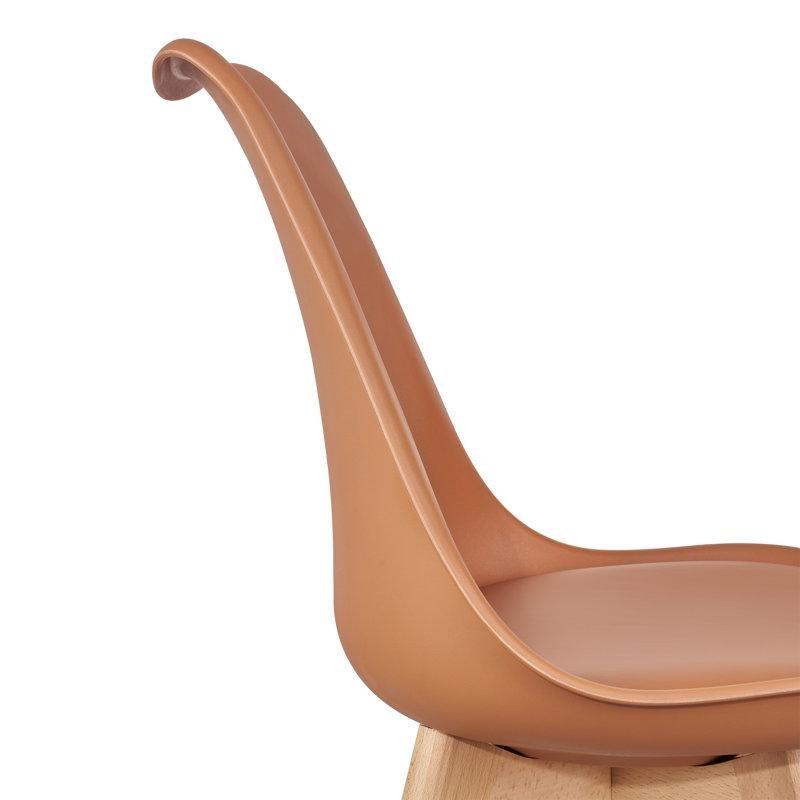 Kahverengi Suni Deri Minderli Masif Kayın Ağacı Ayaklı Ergonomik 4lü Set Plastik Sandalye - 336143