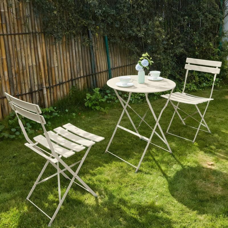 Kayısı Rengi Toz Boyalı Çelik Katlanabilir 2 Kişilik Bistro Masa Takımı - 338352