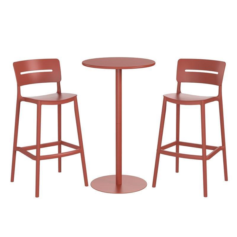 Kırmızı Metal ve Polipropilen Yüksekliği Ayarlanabilir İstiflenebilir Bistro Masa Seti - 338028