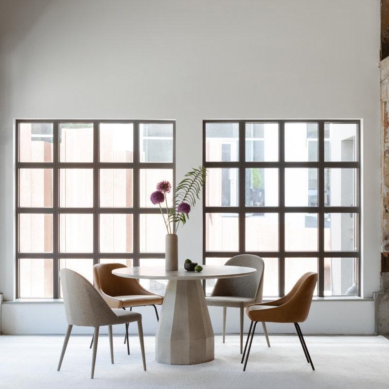 Krem Beton Geometrik Tabanlı Yuvarlak Bistro Masa - 120 cm - 338613
