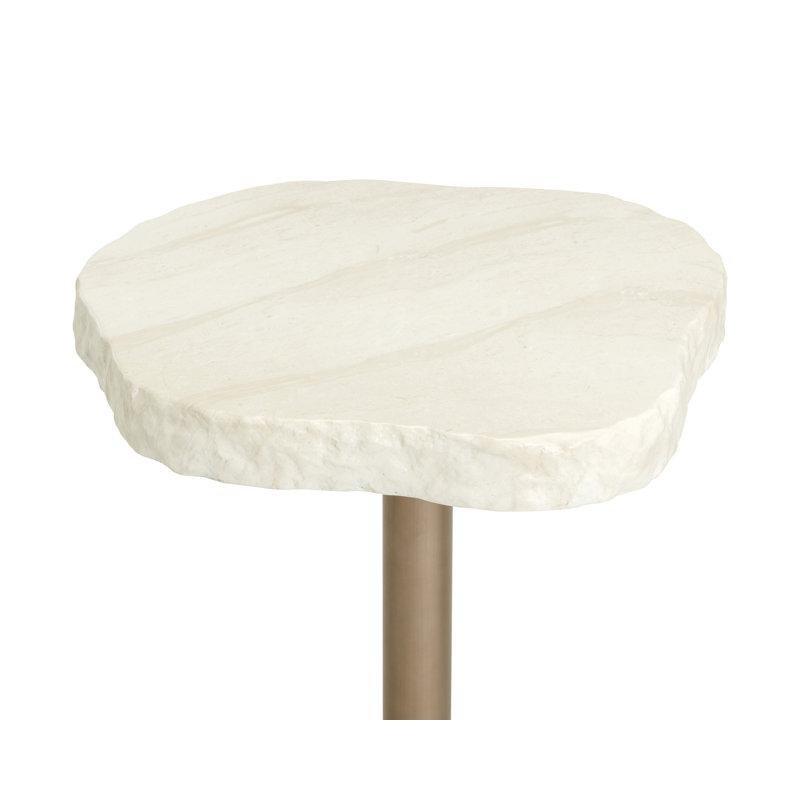 Krem Beton Serbest Form Tabla Antik Pirinç Çelik Ayaklı Bistro Masa - 72 cm - 338152