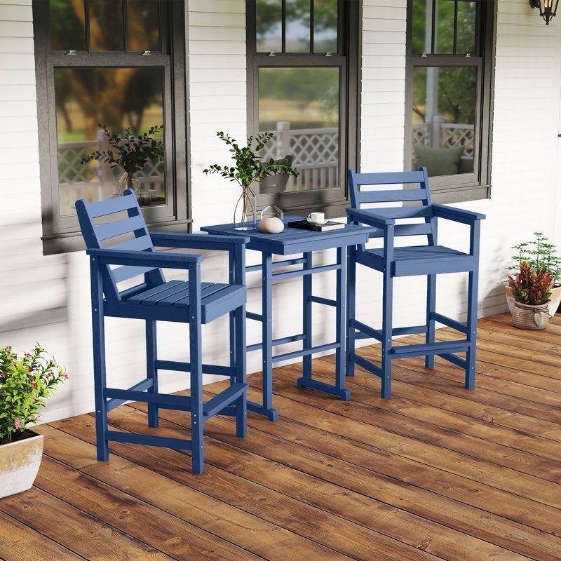 Lacivert HDPE Şemsiye Delikli Ayak Destekli Bistro Masa Seti - 338410