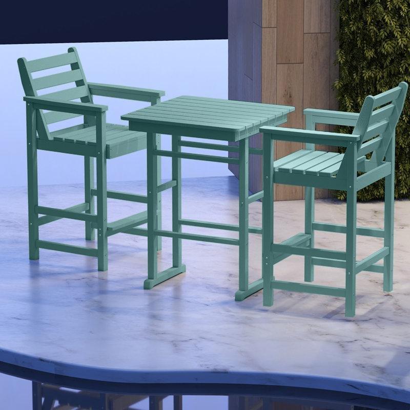 Lacivert HDPE Şemsiye Delikli Ayak Destekli Bistro Masa Seti - 338410