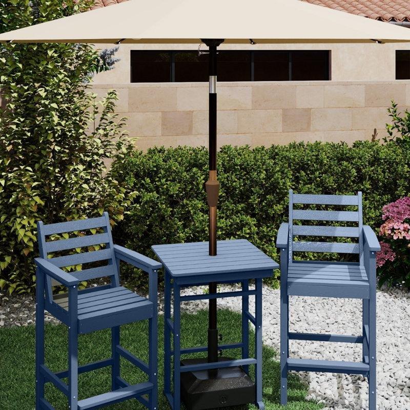 Lacivert HDPE Şemsiye Delikli Ayak Destekli Bistro Masa Seti - 338410