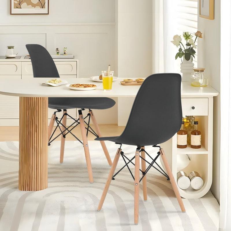 Masif Ahşap Ayaklı 2li Set Modern Plastik Sandalye - 336042