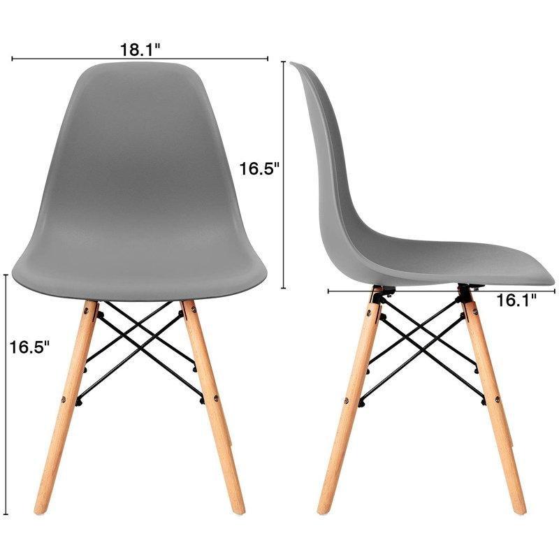 Masif Ahşap Ayaklı Eiffel Tasarım Kanat Sırtlı 4lü Set Plastik Sandalye - 336191