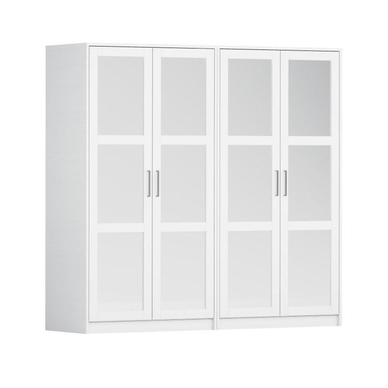 Masif Çam Ahşap Aynalı Modüler 4 Kapılı Gardırop - 192x183x61 cm - 337696