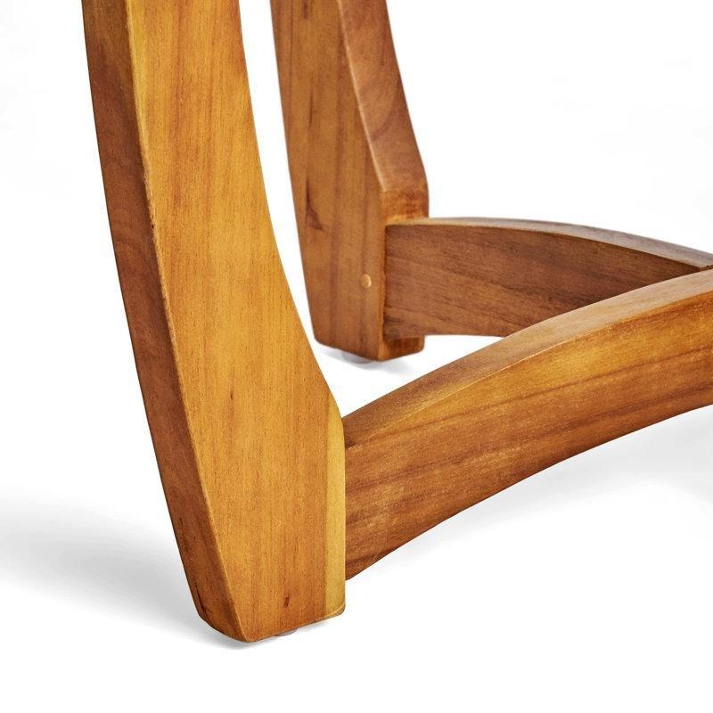Masif Tik Ağacı Yuvarlak Latalı Dış Mekan Bistro Masa - 71x71 cm - 338692
