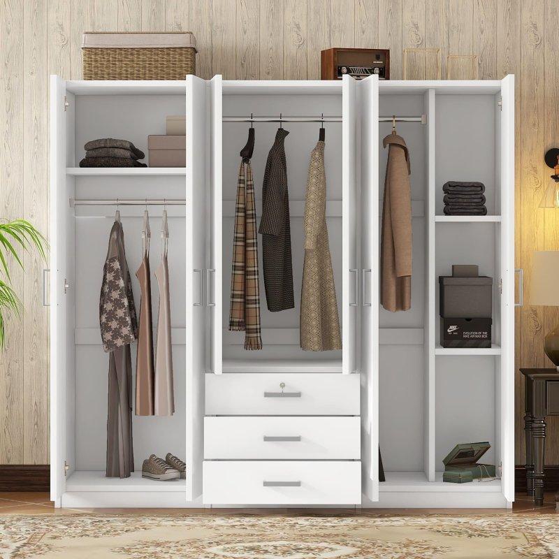 MDF Çekmeceli Kilitli 6 Kapılı Gardırop - 181x49x173 cm - 336834 MDF Çekmeceli Kilitli 6 Kapılı Gardırop - 181x49x173 cm - 336834