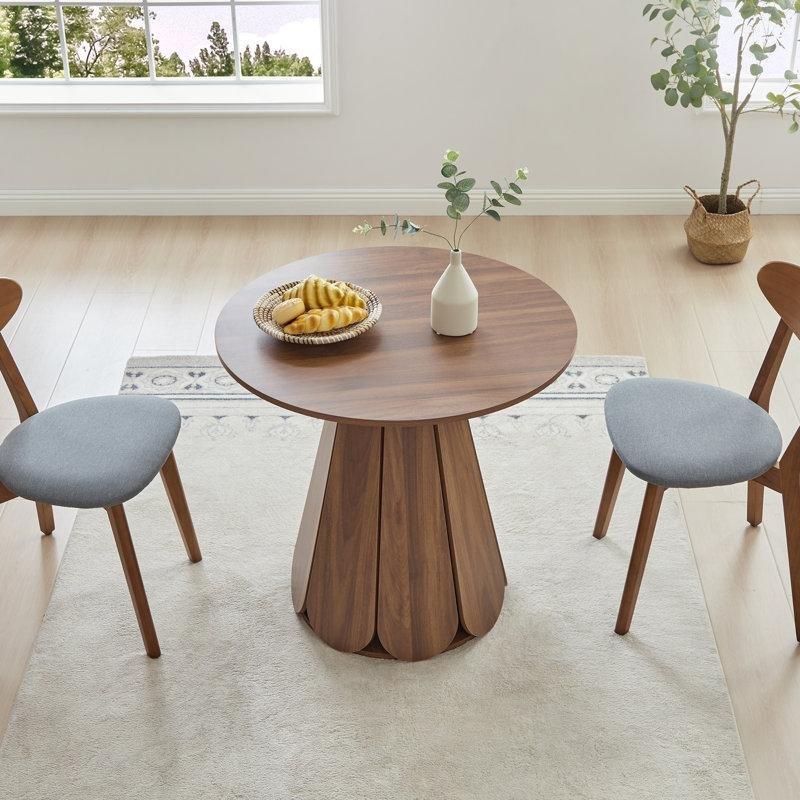 MDF ve Masif Ahşap Kaide Ayaklı Yuvarlak Bistro Masa - 81 cm - 338218